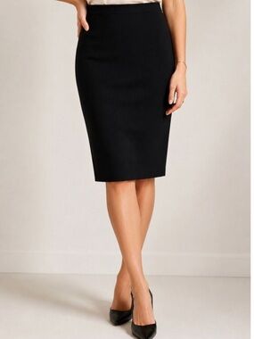 Eileen Fisher Black Stretch Pencil Skirt Size Medium Petite